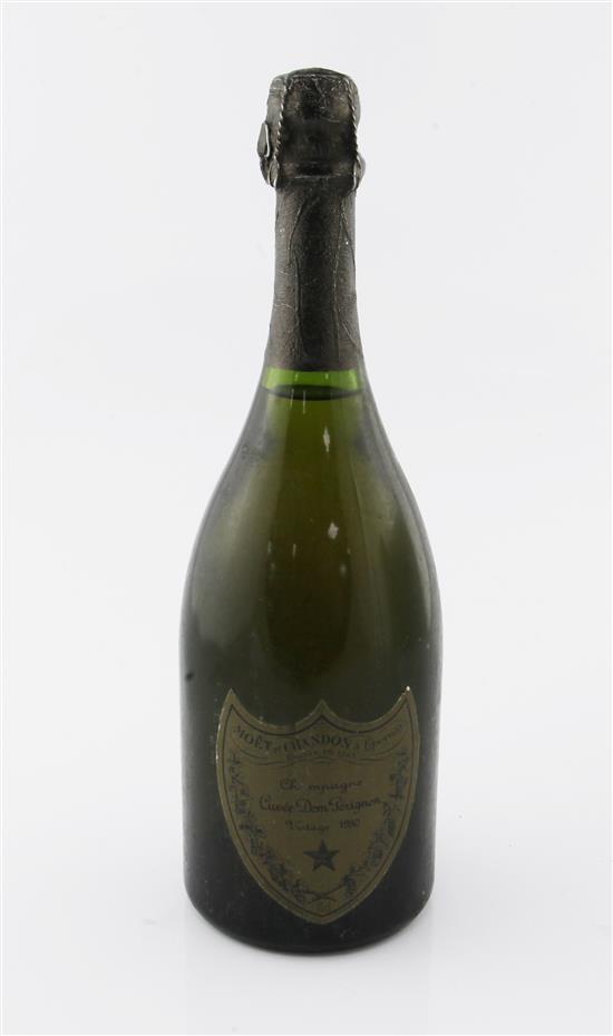 One bottle of Dom Perignon 1980 Vintage Champagne.